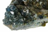 Cubic Green Fluorite Crystals on Druzy Smoky Quartz - China #146643-2